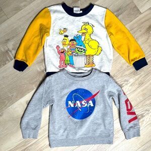 Vintage NASA & Sesame Street Sweatshirt Bundle Set Size 4T
